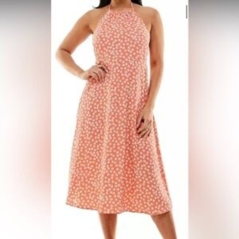 Lily Rose | Womens M High Neck Ditsy Floral Knee Length Dress Halter Cut Out - Picture 1 of 11